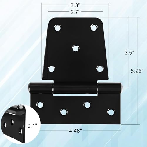 Heavy Duty Gate Hinges 3.5 inch 4 Pack Extra Thick Industrial T Hinges Barn Door Hinges Shed Door Hinges for Large Wooden Gates Wood Fence Outdoor - Black Iron Finish (Screws Included) - color: Black, size: 3.5"-4 Pack