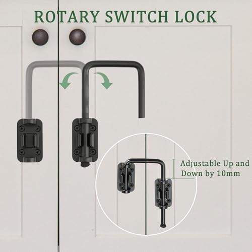 Mooche Sliding Door Lock,90/180 Degree Installation Loop Bolt Lock,Black | U-Bolt Lock Door Security Latch,U-Shaped Barn Door Lock Zinc Alloy Screws Included for Uneven Door Toilet Fence Garage - color: Black