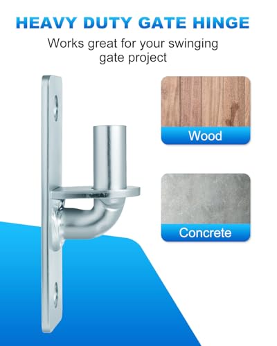 4 Pack Wall Mount Gate Hinges with 5/8" Pin Included Screws | Galvanized Outdoor Metal for Fence Posts,Heavy Duty Metal Farm & Chain Link Gate Hinges for Fences, Barns, Sheds, and Gates - size: 4 Pack