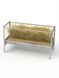Pasture Feeder, 90 Gallons Multiple Sided Goat Hay Feeder, Stainless Steel Hay Rack with 27'' Wide Tray for Goats, Sheep, Horses, Lamb, Ease of Assembly, Detachable Grain Tray, Silver - style: Stainless Steel