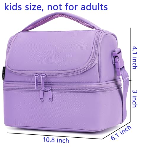 FlowFly Double Decker Cooler Insulated Lunch Bag Large Tote for Boys, Girls, Men, Women, with Adjustable Strap,Purple - color: Purple