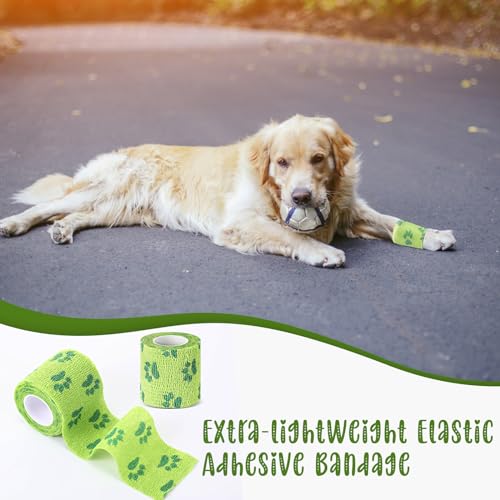 Threlaco 3 Rolls No Chew Bandage for Dogs Bitter Bandage Wrap for Dogs Wound Wrap (3 Inches X 5 yd,Green) - size: 3 Inch X 5 yd
