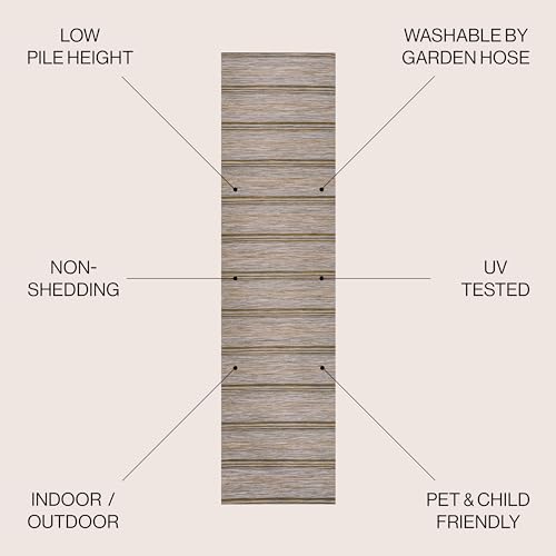JONATHAN Y Wide Stripe Indoor Outdoor Runner Rug 2X8 Brown/Natural, Bo Modern Farmhouse for Backyard, Patio, Porch, Easy-Cleaning, High Traffic, Pet-Friendly, Non-Shedding (TSN101A-28) - size: 2'2" x 8' (Runner)