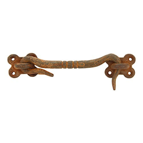 Cabin Hook and Eye Door Latch, Iron, 4 in, Rust | Heavy Duty Construction, Barn Door Gate Latch, Window Sash Catch, Screws Included - color: Rust