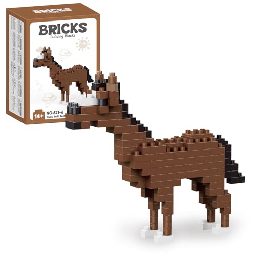 QISHOUTING Horse Mini Building Toy for Kids, Farm Animals Mini Building Blocks & Learning Toy for Girls Boys, Miniature Horse Figurine Toys for Adults Girls, Birthday Party Favors Stocking Stuffers - style: Paint horse