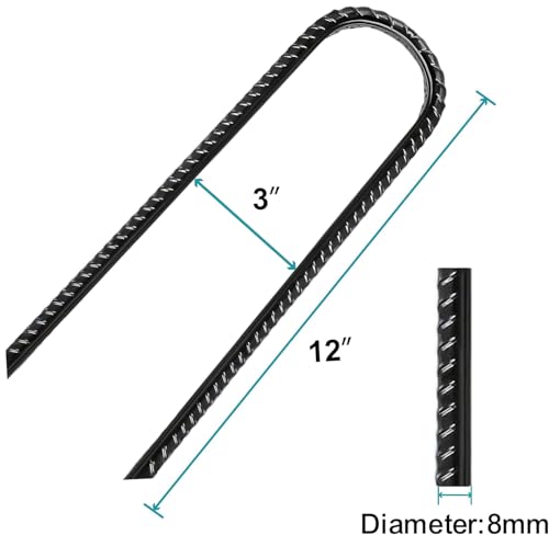 Eurmax USA 8-Pack U-Shape Ground Stakes,Rust-Proof Galvanized Steel Ground Anchors,Commercial Trampoline Stakes for High Winds,Secure Anti-Flip Tie Down for Soccer Goals,Swing Sets,Fences&Playsets - color: Black, style: Arch Head