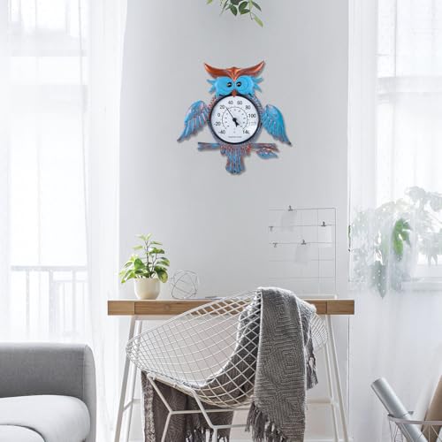 Indoor Outdoor Thermometer, Owl Wall-Mounted Thermometer | No Batteries Required, Decorative for Patio, Living Room, Garden Greenhouse, Wine Cellar - style: Owl-Shape