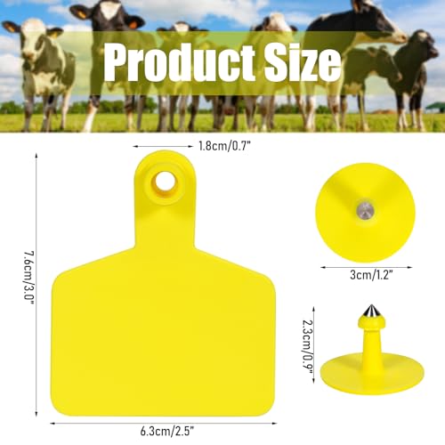 Blank Ear Tags 100 Pieces Livestock Identification Tags Blank Livestock Ear Tags for Cattle Cow Pig Goat Sheep Dog (Yellow 3x2.44'') - color: Yellow 3x2.5''