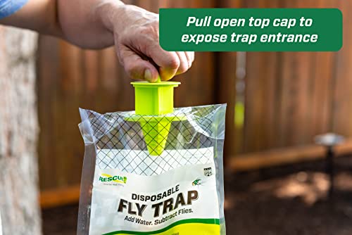 RESCUE! Outdoor Disposable Fly Trap – Hanging Fly Catcher with Attractant Bait, Fly Bag for Patio, Yard, Trash & Farm Areas – Easy-to-Use Outdoor Fly Control - 24 Traps