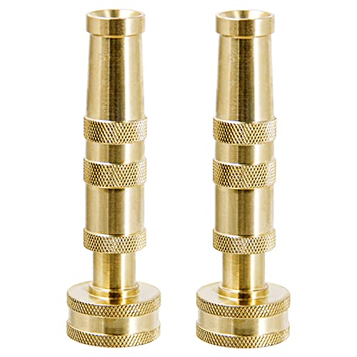 Twinkle Star Heavy-Duty Brass Adjustable Twist Hose Nozzle, 2 Pcs | 3/4” GHT Brass Garden Hose Nozzle, Adjustable Water Flow - color: *Nozzle Twist