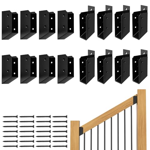 30° Stair Angle Stainless Steel Deck Railing Brackets Connectors for 2"x4" | Actual 1.5"x3.5" Railing Wood Post Stair Fence Railing Connectors with Coated Wood Screws, 8 Pair. - style: 16PCS