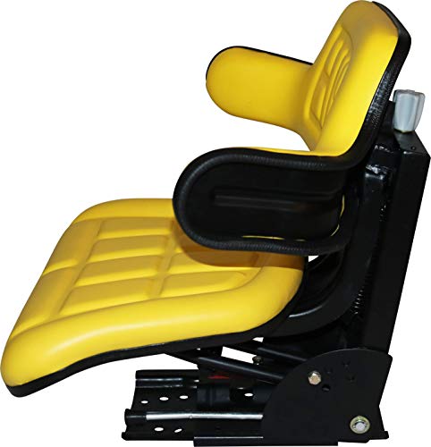 TRAC SEATS YELLOW WAFFLE STYLE UNIVERSAL TRACTOR SUSPENSION SEAT WITH TILT FITS JOHN DEERE 2140 2150 2155 2240 2255 5310 5400 6110