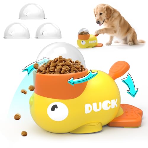 Dog Interactive Treat Dispenser Toy Food Puzzle Slow Feeder Duck-Shaped Dog Puzzle Feeders for Small Medium Dogs Cats IQ Training Reduces Bloating for Healthy Eating (Yellow) - color: YELLOW