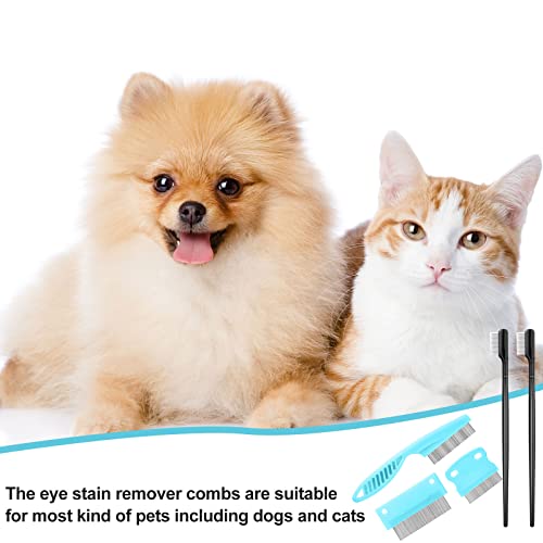 5 Pieces Dog Eye Combs Tear Stain Remover Combs Pet Grooming Comb for Small Dogs Gently Removing Eye Mucus and Crust (Light Blue, Black) - color: Black,Blue