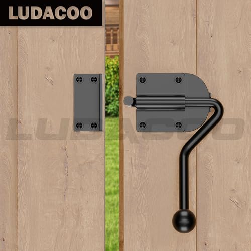 Rocker Slide Bolt Gate Latch, Heavy Duty Door Lock Hook Style, Slide Bolt Latch for Outdoor Wooden， Barn Gate–Ergonomic Round Handle Grip, Rust-Resistant Metal Gate Hardware, 1 Pack