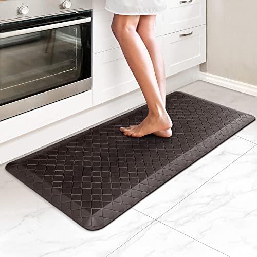 HappyTrends Kitchen Floor Mat - 4/5 Inch Thick Anti-Fatigue Kitchen Rug,Waterproof Non-Slip Kitchen Mats and Rugs Heavy Duty Ergonomic Comfort Rug for Kitchen,Office,Sink(17.3" x 39", Chocolate) | Waterproof Non-Slip Kitchen Mats and Rugs Heavy Duty Ergon