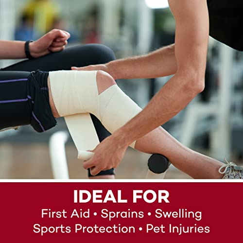 Dealmed Non-Adherent Cohesive Bandage Wrap – 2" x 5 Yards, 1 Roll Non-Woven Breathable Self Adherent Wraps for First Aid Kits, Athletics, Swelling, Sprains, Animal Wraps, Tan - color: 1 Roll (Tan), size: 2" x 5 yards