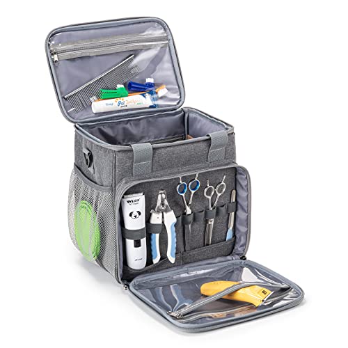 Pet Grooming Bag, Dog Grooming Supplies Organizer Tote Bag, Perfect for Pet Grooming Tool Kit Accessories-Grey - color: Grey