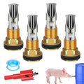 4 Pack Pig Waterer Nipple Kit, Hog Water Nipples for Barrels | Automatic Pig Nipple Water Drinker, 304 Stainless Steel, 28 mm Hole Opener, PTFE Tape, Pigs and Goats - color: Coppery-4 Pcs