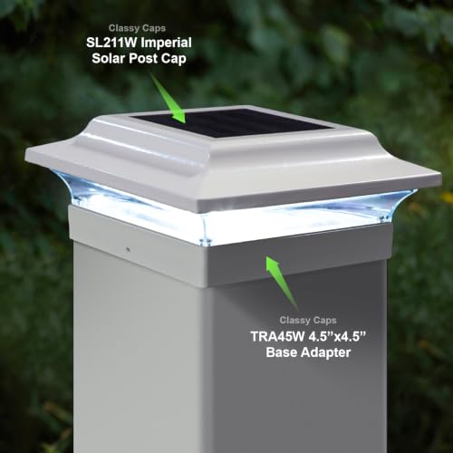 Classy Caps Imperial Solar Post Cap - Heavy-Duty Cast Aluminum - Warm/Cool Light Color Modes (White, 4.5x4.5) - color: White, size: 4.5x4.5