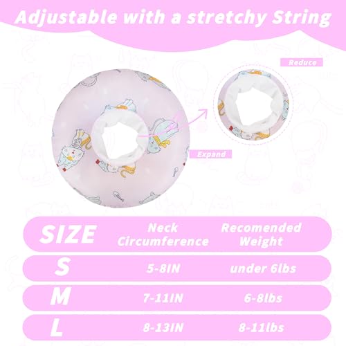 Soft Cat Cone Collar, Cute Cats Recovery Collar Suitable for Cats - color: Pink Cat, size: Large