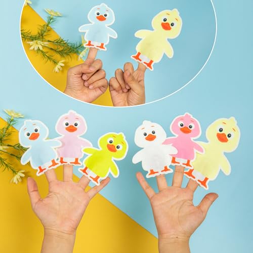 Five Little Ducklings Finger Puppets Set (6PCS) – Felt Duck Finger Puppets for Nursery Rhymes, Preschool Storytelling, Parent-Child Interaction & Classroom Activities - style: 5 Little Ducklings