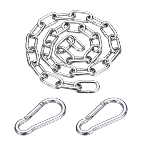 304 Stainless Steel Link Chain with 2 Hook (1/4" x 3.3 ft / 1 m x 6 Mm) - Utility Hanging Coil Chain Link Locking Pulling for Outdoor Fence Pet Dog - size: 1/4" x 3.3 ft(1 m x 6 Mm)