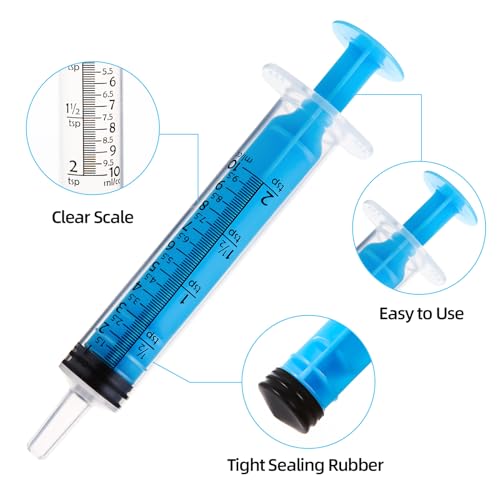 40pcs 10ml Syringes with Caps for Industry Lab Pet Feeding (Blue) - color: Blue, size: 10ml-40Pack