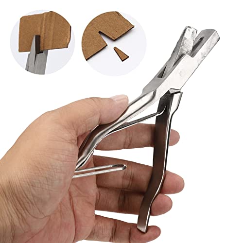 Ear Tag Plier Stainless Steel, Pig Ear Tag Pliers, Ear Tag Plier, Ergoesnomic Veterinary Ear Notcher Tool for Cattle, Sheep, Goats Identification (V Shape)