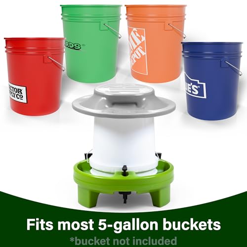 American Home Self-Filling Farmstead Chicken Feeder, 30 lb Capacity, Fits Standard 5-Gallon Bucket, Outdoor Weather-Resistant Design - size: Feeder