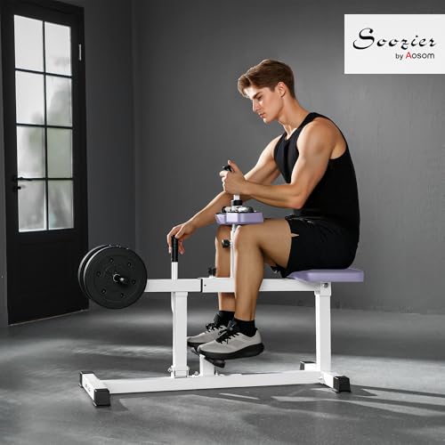 Soozier Seated Calf Raise Machine for Home Gym Waist Arm Training | Adjustable Calf Machine Leg Extension - color: Purple