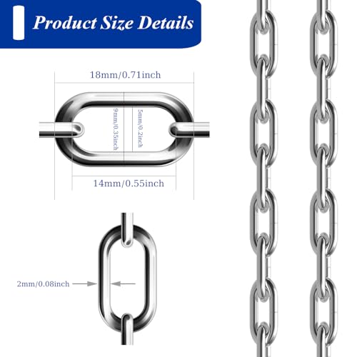 50ft Stainless Steel Chain, 2mm Hanging Chain,Jack Chain,304 Stainless Steel Metal Chains are Customizable for Hanging Bird Feeders/Dog Leashes/Signs & DIY Projects(2mm with Spool) - size: 50FT 2.0MM