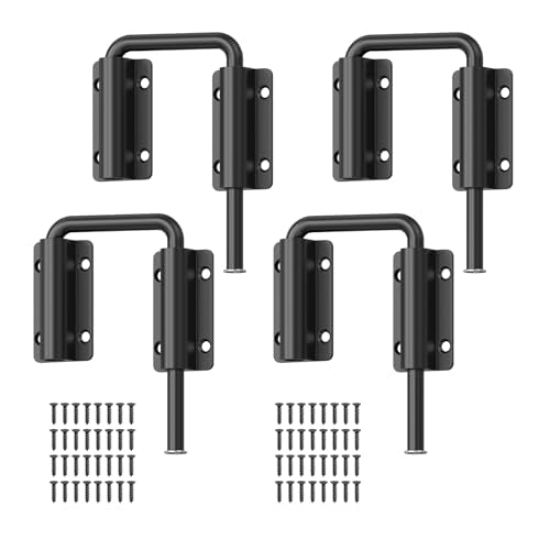 Upgraded Sliding Door Loop Lock, Gate Latches, Black-4PCS | 90/180 Degree Patio-Security U-Bolt Latch Lock for Barn Door, Closet, Fence, Window, Multi-Angle, Aluminum Alloy - color: Black-4PCS