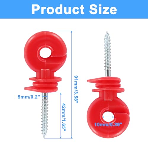 Red Electric Fence Insulator, 10Pcs, 91mm/3.58 inch | Screw-in, For Ranch Agricultural Fencing - color: Red