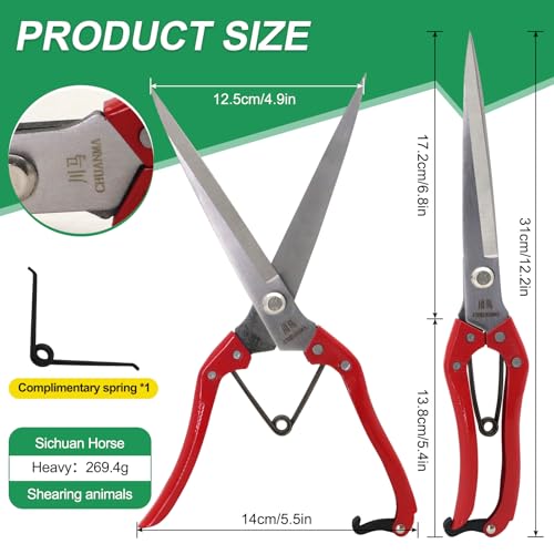 Manual Wool Shearing Shear Stainless Steel Trimming Scissor Long blades Multifunctional garden shears Craft Scissors with spring Red