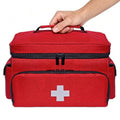 Small First Aid Bag Empty Medical Bag Red Pill Bottle Organizer Case, Portable Emergency Bag Travel Medicine Kit Storage 12" x 9" x 7" First Aid Box for Car, Home, Office, Dorm, Camping (Red)