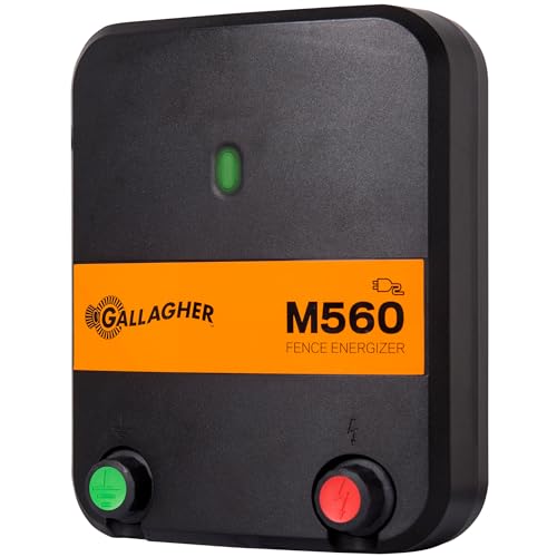 Gallagher M560 Electric Fence Charger | Powers Up to 75 Miles / 400 Acres of Clean Fence - 5.6 Joules, 110 Volt Energizer, Added Power Reserve - Unbeatable Reliability, Easy Installation