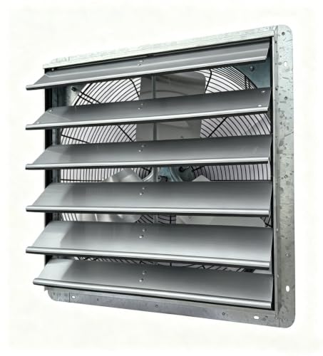 iLIVING 24" Smart Wall Mounted Shutter Exhaust Fan, 4244 CFM, 12-Speed, WiFi App Control Ventilation for Garages, Warehouse, Barn, Greenhouses, Auto Temperature Humidity Control, BLDC Motor, Hardwired - size: 24-inch