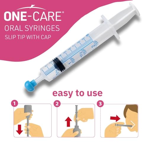 ONE-CARE 10ml Oral Syringe w/Cap, Slip Tip Liquid Dispensers, 100/Box | Precise Dosing, Infants-Oral Feed, Accurate Graduation, Individually Wrapped, Food-Grade Plastic, Adult & Pet - size: 10 ml Blue Scale