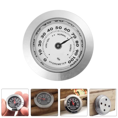 Hemoton 2-Pack Analog Cigar Humidor Hygrometer Round Mechanical Humidor Gauge Small Compact Humidity Meter for Cigar Box Violin Case Home Use
