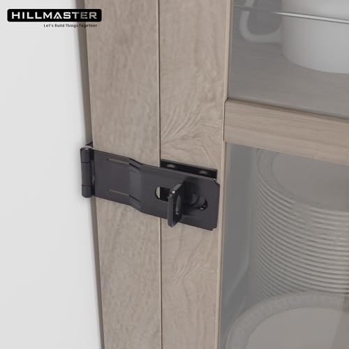 HILLMASTER Swivel Staple Safety Hasps, 4-1/2" Gate Door Hasp Latch with Twist Knob Safety Padlock Clasp Lock for Fence, Gate, Cabinet, Barn Door, Shed, Black - size: 1 Pack