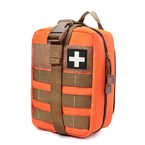Molle Tactical Medical Pouch - Sturdy 600D Nylon Rip-Away EMT First Aid Bag (Bag Only) - color: oranged