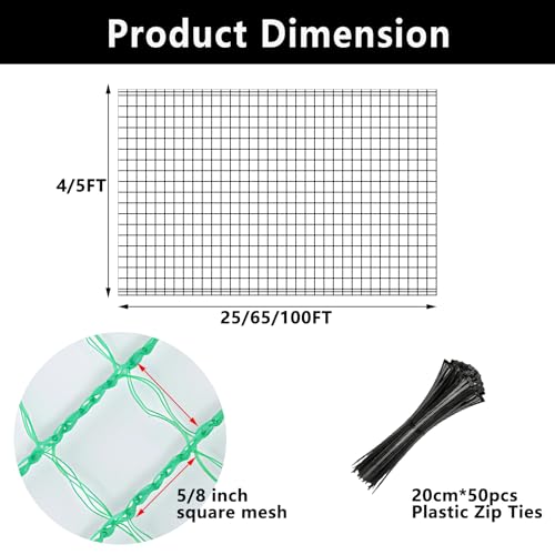 POYEE Deer Fence Netting 7x100ft Plastic Mesh Netting for Garden Protection | Temporary Fence Animal Barrier for Plants, Fruit Trees, Vegetables Against Deer, Birds, Chicken, Squirrels, Rabbits, Green - color: Green, size: 7x100ft