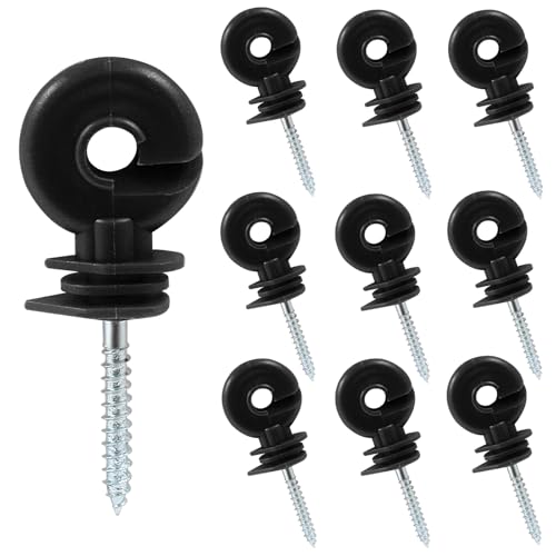 Black Electric Fence Insulator, 10Pcs, 91mm/3.58 inch | Screw-in, For Ranch Agricultural Fencing - color: Black