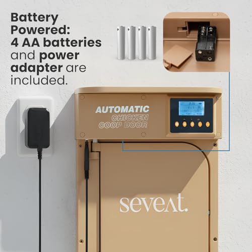 Automatic Chicken Coop Door | Remote Control | 6W Battery Powered with 4×AA Batteries | Auto & Manual Modes | Timer Sensor | 180° Opening Angle (Light Brown) - color: Light Brown