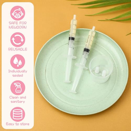 Trelaco 100 Sets 3 Ml 1 Ml Breast Milk Syringes No Needle Colostrum | Sterile Sealed with Caps and Cup, Baby Name Labels, Needle-free Harvesting for Storing Freezing Milk, For Postpartum Moms - size: 3 ml, 1 ml