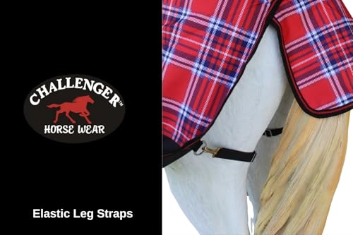 Challenger 1200D Turnout Waterproof Rain Horse Sheet Light Winter Blanket 374B - color: Red Plaid, size: 60 inches