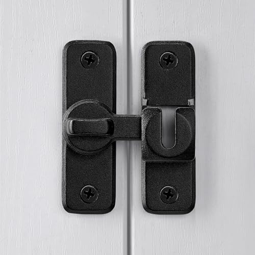 2 Pcs Matte Black 90/180 Degree Flip Latch,Zinc Alloy Barn Door Latch | Right Angle Door Lock Latch,Sliding Door Latch Lock,for Cabinets,Bedroom,Fence Gates,Window,Garden,Garage,Pet Cage - color: Matte Black