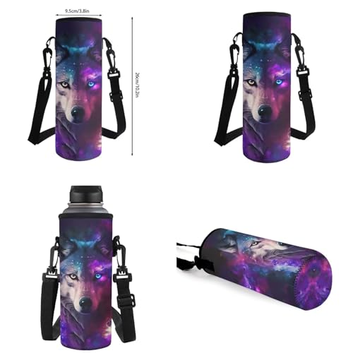 Upetstory Galaxy Wolf Backpack for Girls Boys School Bag with Lunch Box Pencil Purse Kids Schoolbag Elementary Kindergarten Preschool Bookbag Water Bottle Sleeve Book Cover 5 In 1 Set - color: Galaxy Wolf