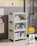 OlarHike 23QT Storage Bins with Lids for Closet, Office, Dorm, 3 Pack | Multi-Lid, Lockable Cabinet, Doors & Wheels, School, Bathroom, Foldable Containers, Stackable Organizers, Plastic Drawers - size: 23QT-White